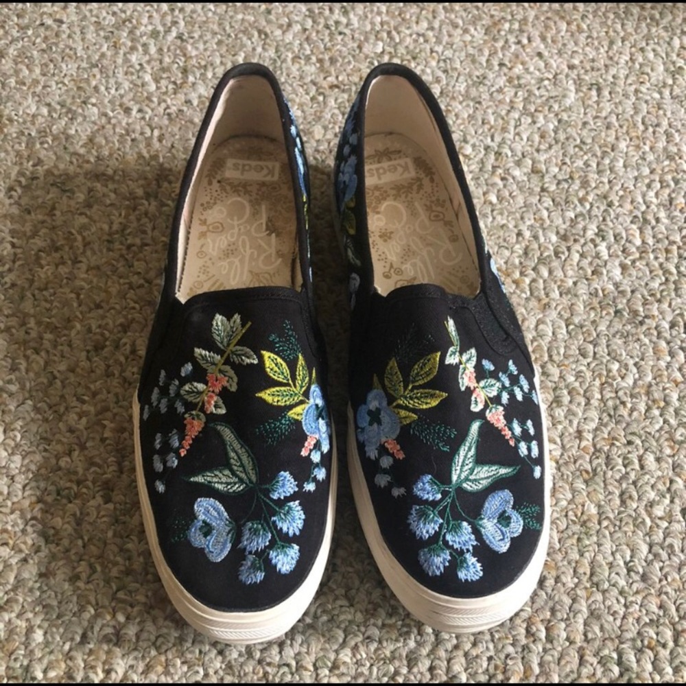 Floral embroidery keds x rifle paper co